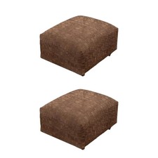 Flexform 2er Set Hocker Bangkok Leder Wildleder Dunkelbraun Gestell Satiniert