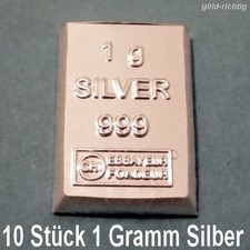 10 x 1 Gramm Silberbarren - (1g Silber ESG Valcambi 999 Feinsilber 10g Barren)