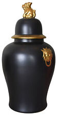 Prunkgefäss Chinoiserie Deckelvase Keramikvase Gold Schwarz Bodenvase China 86cm