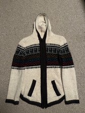 Alpaka Pullover aus Peru Damen Gr. S Strick Pulli beige mit Kapuze