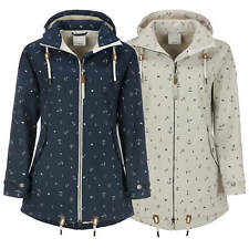 Dry Fashion Damen Softshellmantel Softshelljacke Plön Anker-Print Fleece-Futter