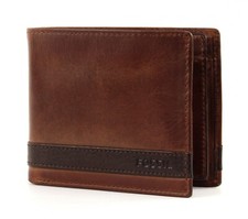 FOSSIL Quinn Coin Pocket Bifold L Geldbörse Brown Braun Neu