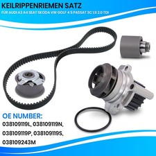 ZAHNRIEMENSATZ +WAPU FÜR AUDI A3 A4 SEAT SKODA VW GOLF 4 5 PASSAT 3C 1.9 2.0 TDI