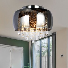 LED Kristall Decken Strahler Glas Leuchte rauch Schlaf Zimmer Flur Chrom Lampe