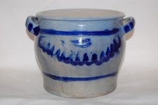 Steinguttopf 4 L 21/18cm Gurkentopf Vorratsgefäß Weißkrauttopf blau 