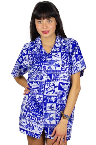 Funky hawaiibluse puzzle blau - funky,