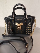 Original Michael Kors Nouveau Hamilton Tasche Nieten schwarz gold Leder NEU