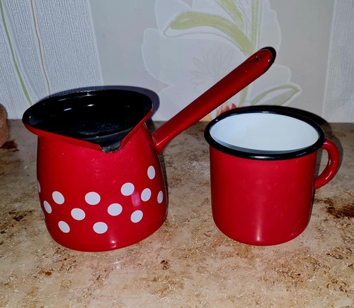 Emaille tasse milchkännchen - emaille, +