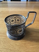 Seltener, originaler Russischer Podstakannik (Metall-Teeglashalter)