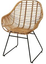 Korb-Sessel Club-Sessel Retro-Stil 50er aus Rattan mit Eisen-Fußgestell (Natur)