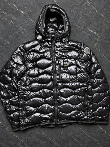 Blauer usa pufferjacke schwarz - pufferjacke,