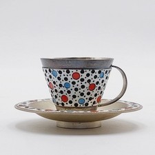 Vintage Russische 916 Silber Emaille Mokkatasse 60er 