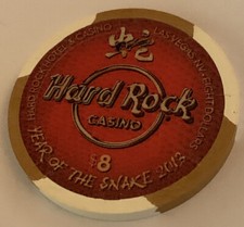 Jahr der Schlange Hard Rock Casino Chip $5 Las Vegas Poker Paulson Year of Snake