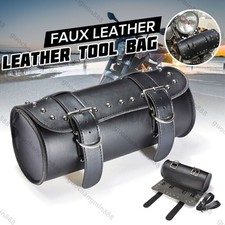 Motorrad Satteltasche Werkzeugrolle Gepäckrolle Chopper  Leder Schwarz 31x13cm A