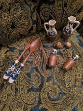 Keramik Holz Blau Creme Salz