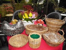 Blumen Pflanzen Körbe Rattan  Natur Dekorativ Garten Terrasse 6 Teilig