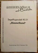 Modellbau und Basteln Plan Segelflugmodell Himmelhund Klasse S/1 Gebraucht