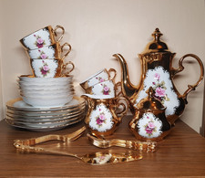 Kaffeeservice ★ Bavaria Germany ★ 22 Karat Gold ★ Handarbeit ★ inkl. Besteck