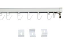 1-läufige Gardinenschiene Vorhangschiene Deckenschiene Schiene Aluminium Weiss