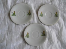 3 x Seltmann Weiden Cora Max + Moritz Geschirr 60er Untertasse Goldrand Hühner