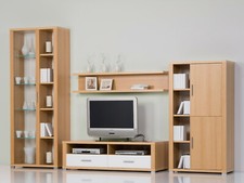 Wohnwand Anbauwand Buche