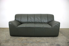 COR Neckleder Sofa Liege Zweisitzer Dunkelgrün/Braun Couch Designer 60er/70er