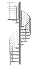 Außenspindeltreppe PERFO aus Stahl mit Podest und Geländer