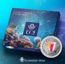 Eastern Caribbean 1 Oz Silbermünze 2023, St. Kitts and Nevis Color EC8 Farbe *