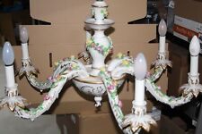 Vintage Italienischer Porzellan-Blumen 6-armiger Kronleuchter