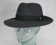 Origi. BORSALINO HUT Qualita Superiore Haarfilz mittelgrau Fedora Bogart Hat Neu