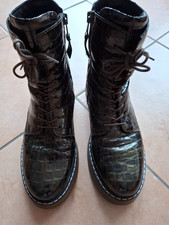 ***MJUS Schnürstiefel Boots Gr.38 Lack-Kroko grün***