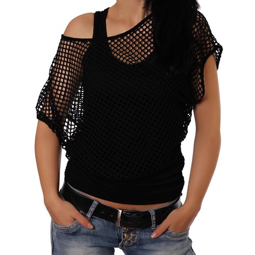 Damen netzshirt neon party - damen,