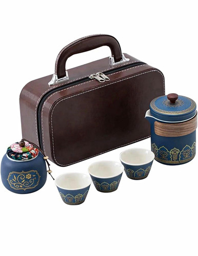 Keramik teeservice blau gold - keramik-teeservice, blau/gold