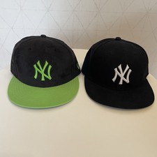 Wie Neu 2 New Era Base Cap Trucker SnapBack Baseball Cap Schwarz Grün S M 57 58