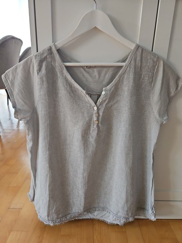 Damen top bluse - bluse, leinen