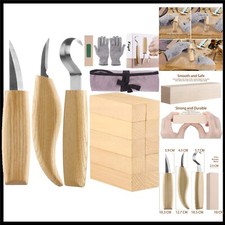 6-teiliges Holzschnitzwerkzeug Set mit Handschuhen und Holzblöcken für Profis