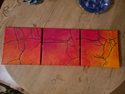 Wandbild teilig muster rot - muster,