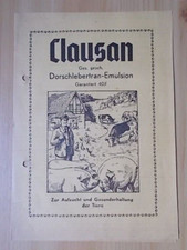Werbezettel Clausan Dorschlebertran - Emulsion (Tierzucht)