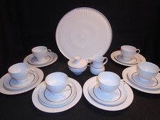 Thomas Lanzette weiß mit Platinrand Kaffeeservice für 6 Personen Tortenplatte