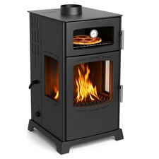 Hybridofen Pellets und Holz Kombiofen Kaminofen mit Backfach 12 kW Holzofen Ofen