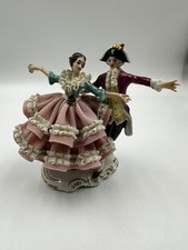Porzellanfigur Barock Rokoko Tänzer von Wilhelm Rittirsch, Spitzenkleid