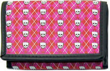 ARGYLE Girlie SKULLS Gothic Geldbeutel mit Keychain - Pink Rockabilly