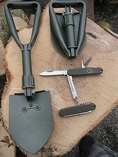 Notfall Outdoorset KLAPPSPATEN + Taschenmesser BW Messer Hacke Spaten Schaufel 