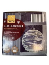 LED Glaskugel Deko Lampe 8 LEDs warmweiß Timer Batterie Glas