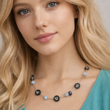 GORGEOUS NECKLACE.LARIMAR.GREY