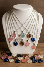 36× Singapur Kette 925 versilbert + 36 Herzanhänger  Cat Eye Restposten SALE AUS