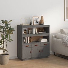 Highboard groß grau massiv
