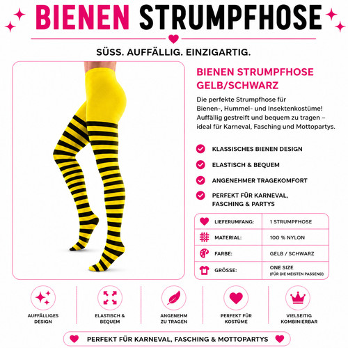 Strumpfhose biene gelb - gelb, schwarz