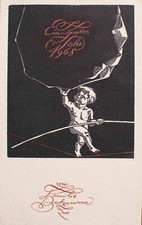 Neujahrsgrafik Seiltänzer Manfred Butzmann Original Holzschnitt 1967