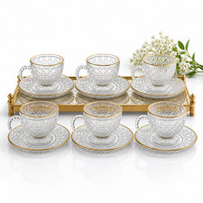 6x Glas Teetassen Set mit